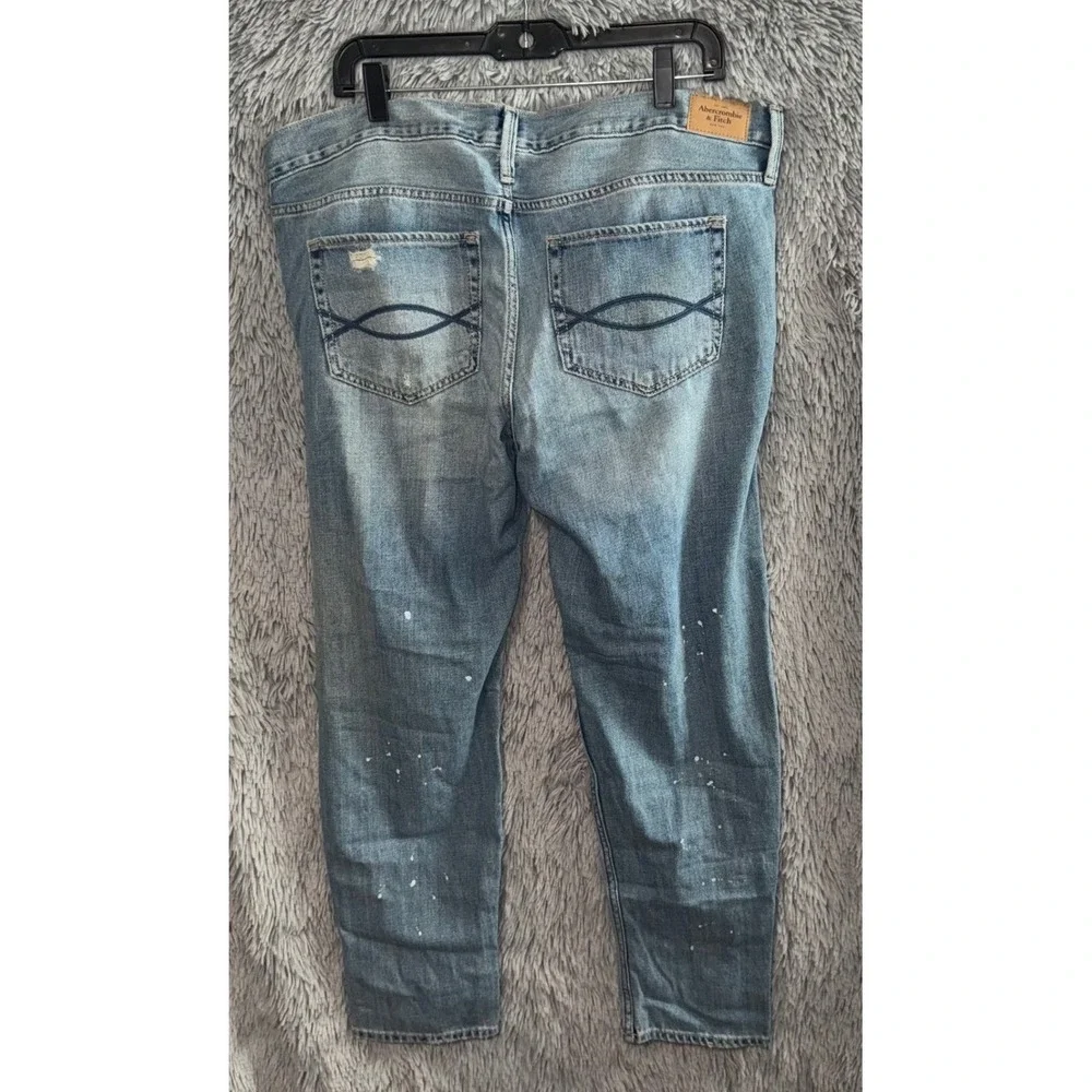 Abercrombie Fitch 1892 Collection BF straight‎ Light Wash Dist Paint Splat 14R